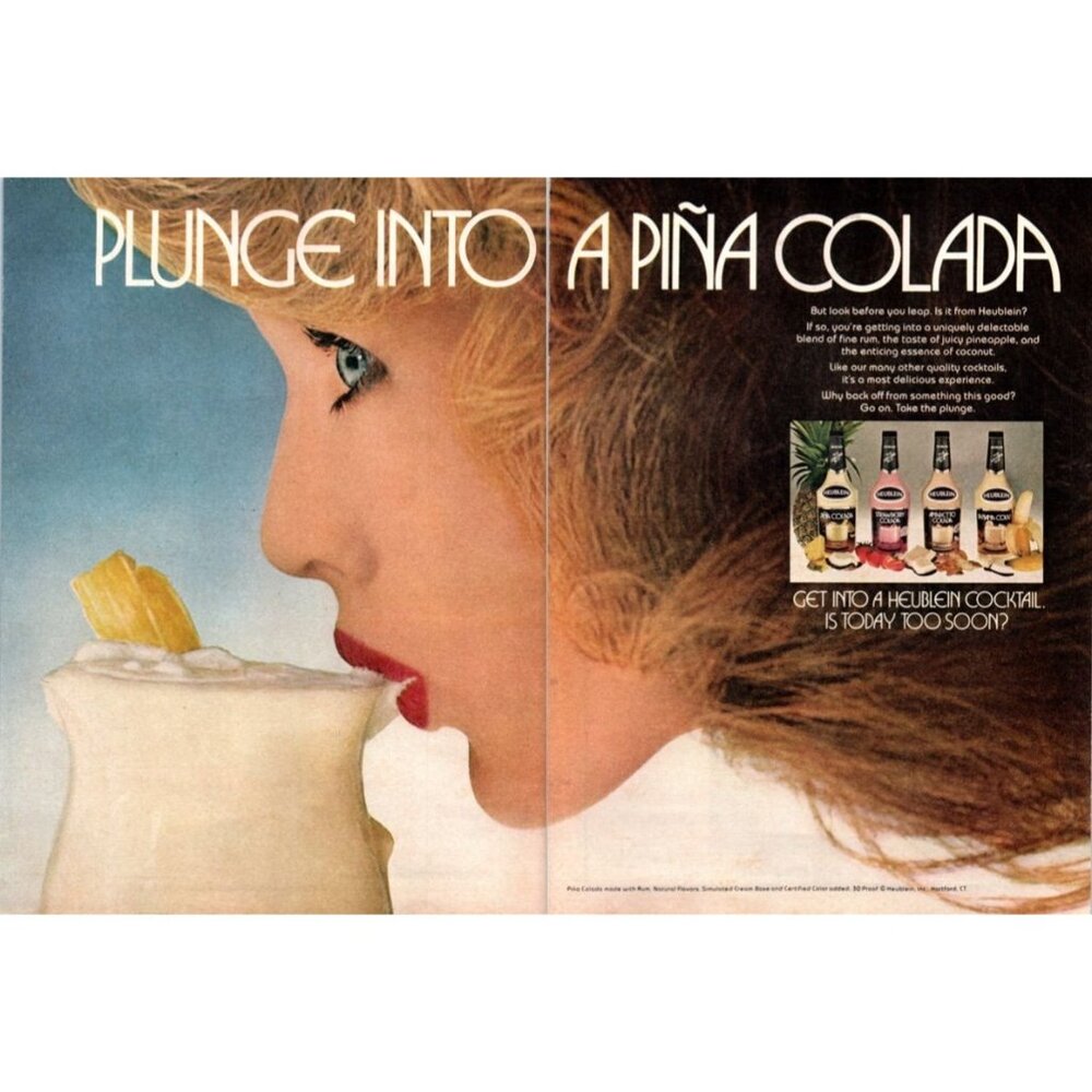 1981 Heublein Pina Colada Cocktail Mix Mixer 2 Page Vintage Print Ad Wall Art